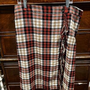 Talbots Wool Plaid Skirt - Orange and Black